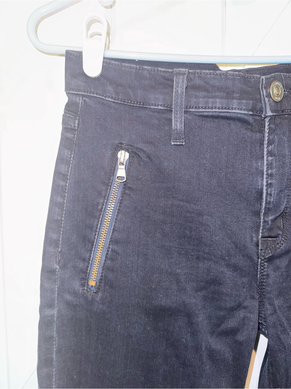 Hudson Stark Moto Skinny Jeans Size 27 Black Zip Pockets Biker Made USA - Picture 9 of 10